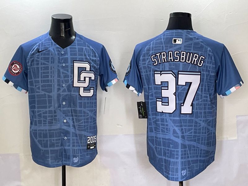 Men Washington Nationals #37 Strasburg Blue Joint Name 2025 Nike MLB Jersey style 5->washington nationals->MLB Jersey